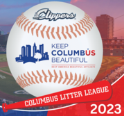 Litter League graphic with baseball; glove and information.