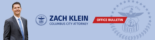 Columbus City Attorney Zach Klein office bulletin header image