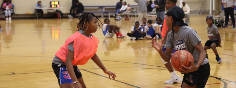 Kids playing basketball