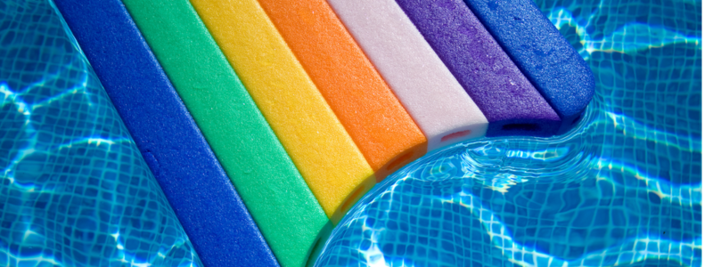 Pool and colorful float