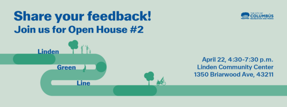 Informative graphic encouraging residents to share feedback on the Linden Green Line. 