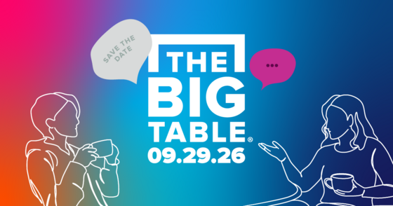 The Big Table talk branded graphic with image of two people talking.