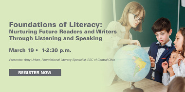 Nurturing Future Readers and Writers presented by Amy Urban March 19 from 1-2pm. Click to register.