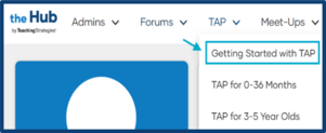 Graphic shows choosing TAP, Getting Started with TAP