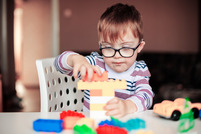 child playing with blocks