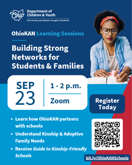 OhioKAN upcoming learning session with QR code on bottom right.