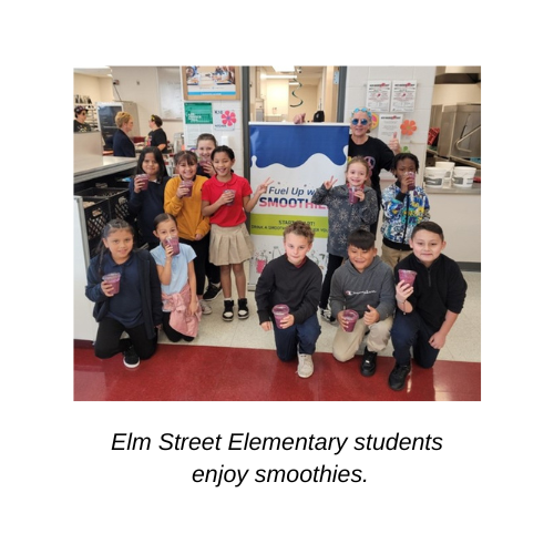 Elm Street Elementary students enjoy smoothies.