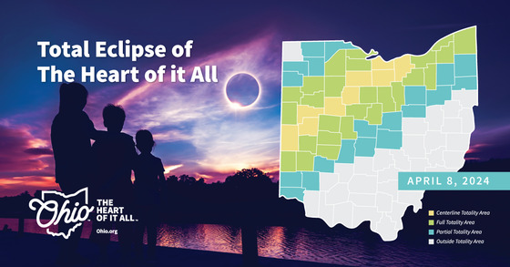 Total Eclipse of the Heart of it All. Ohio The Heart of it All. State of Ohio, The 55 counties in the line of the Total Solar Eclipse are filled in.