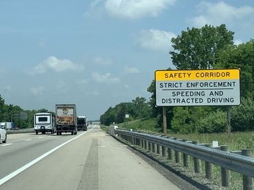 Picture of Safety Corridor Sign along I-71