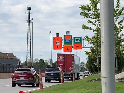Highway Signs, Green with Orange Overlays