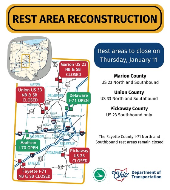 Rest Area Closure Map
