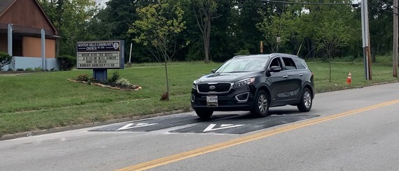 Example car going over speed cushion.