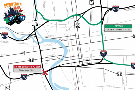 315 south to 70 east ramp closure