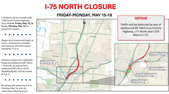 I-75 NB Lockland Closure