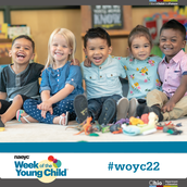 Group of preschool students and the National Association for the Education of Young Children logo.