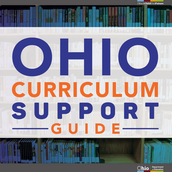 Text reading Ohio Curriculum Support Guide over an image of shelves of books.