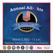 Annual All-Ohio Armed Forces Career Commitment logo featuring red, white and blue imagery and the Event date of March 7.