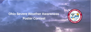 Ohio Severe Weather Awareness Poster Contest. The Ohio Committee for Severe Weather Awareness logo in front of cloudy skies.