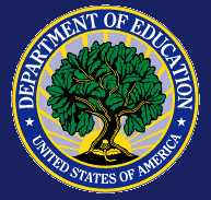 United States of America Department of Education seal, a tree in front of a rising sun inside a circle.