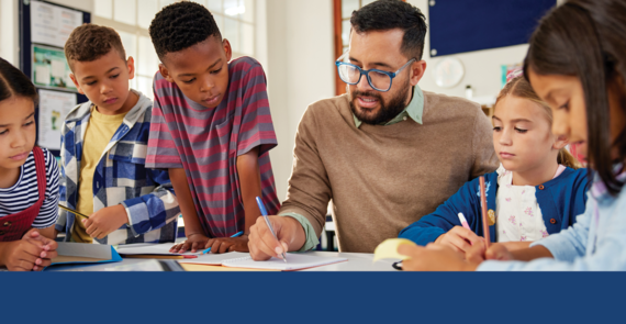 Teacher with students