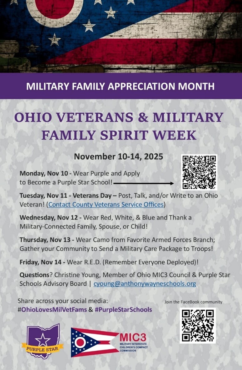 Military Family Spirit Week Flyer