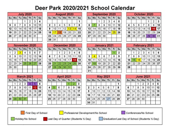 Deer Park Releases 2020-21 and 2021-22 Annual School Calendars Deer Park Releases 2020-21 and 2021-22 Annual School Calendars