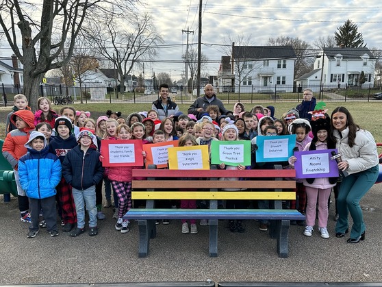 Amity Elementary Introduces Buddy Bench Crafted from 200 Pounds of ...