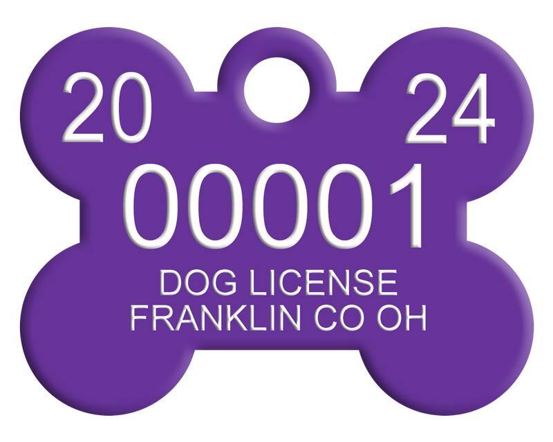 Graphic of a 2024 Franklin County one-year dog license