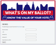 A graphic depicting the home screen of the Ballot Levy Estimator on the Auditor's website.