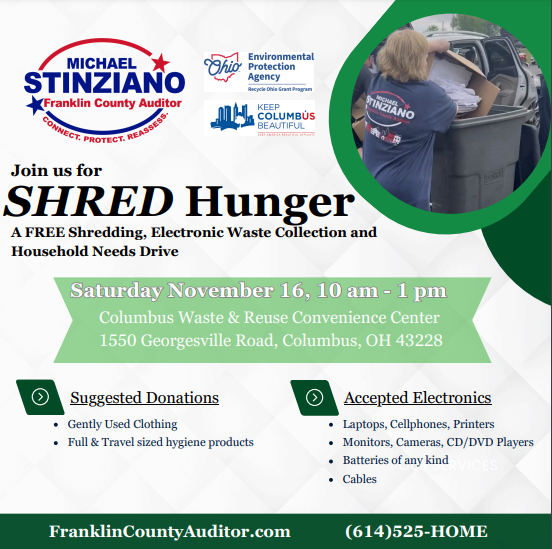 SHRED hunger is a paper shredding and e-waste recycling event that coincides with an optional charity drive. 