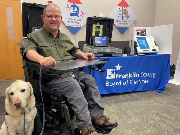 Josiah and service Dog (voting in May primary)