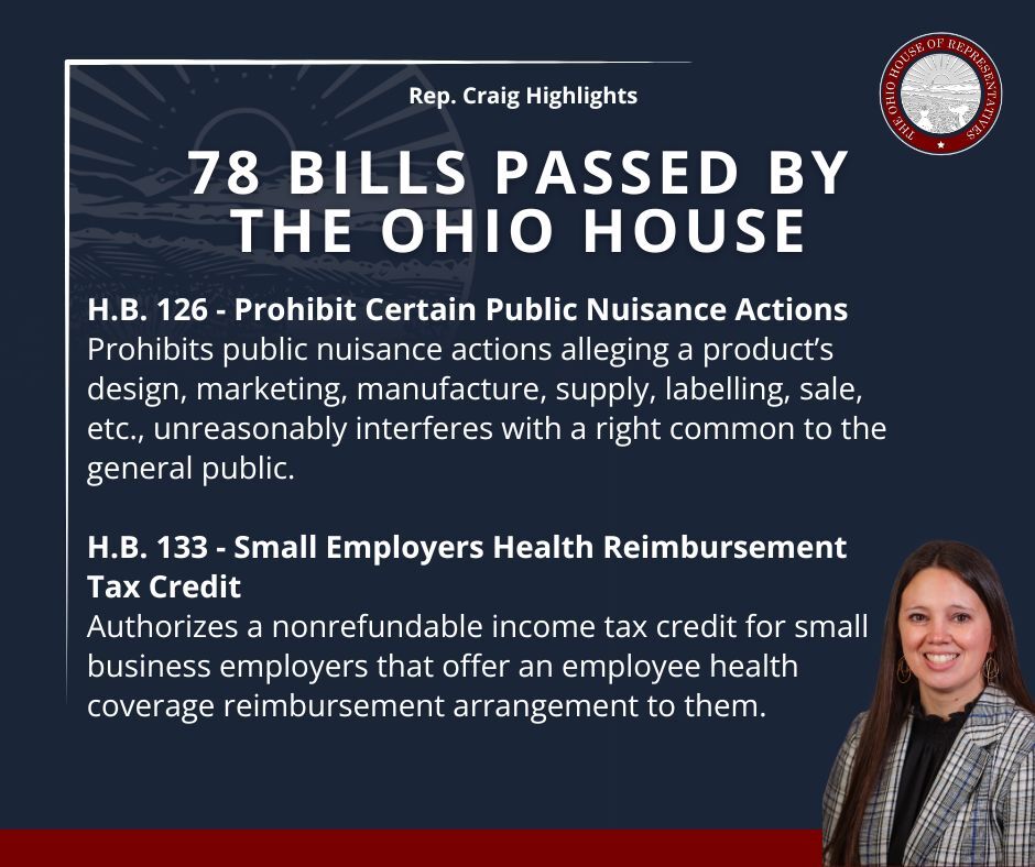 78 Bills passed by the Ohio House