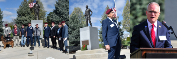 A series of pictures of Rep. Newman at a ceremony honoring Sgt. William Pitsenbarger