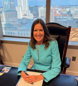 Rep. Richardson sitting at her desk