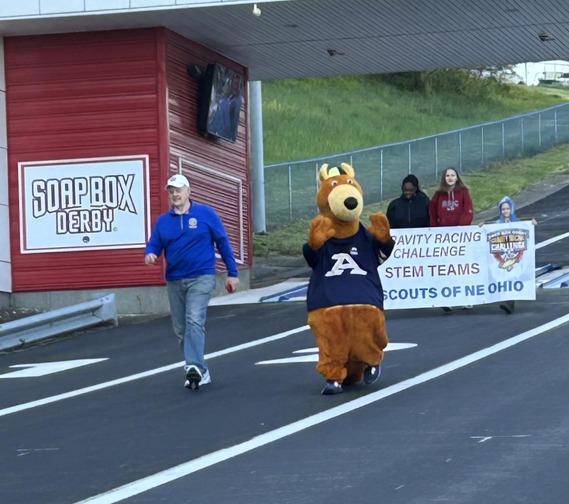 Rep. Roemer and Zippy leading the parade at Derby Downs prior to the Gravity Racing Challenge