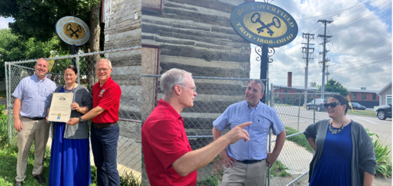 Congratulating Overfield Tavern and Troy Historical Society