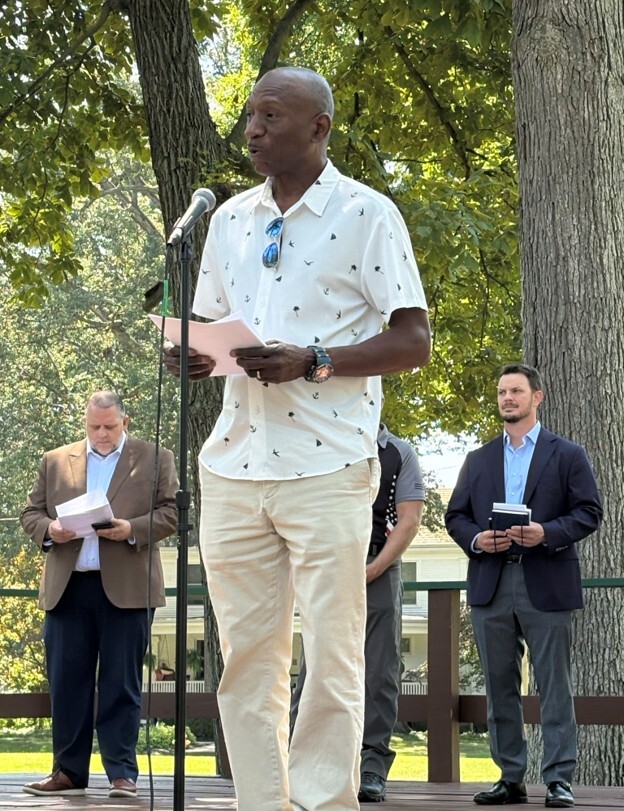Man standing at a podium