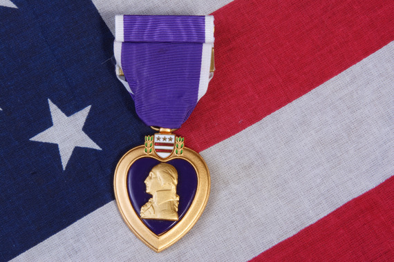 Purple Heart and American flag