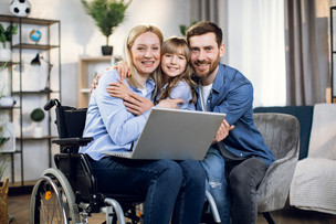 happy family smiling at camera