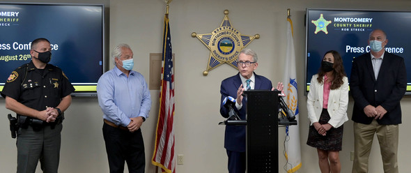 Governor DeWine holds a press conference after meeting with several law enforcement officials and local legislators.