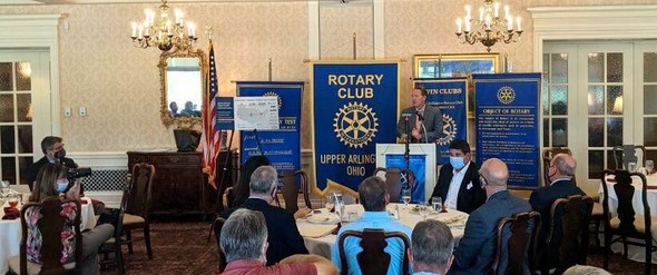 Lt. Governor Husted speaks at the Upper Arlington Rotary meeting on Tuesday.