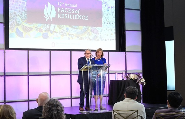 Governor DeWine and First Lady Fran DeWine speak at the "Faces of Resilience" event after receiving the STAR Award.