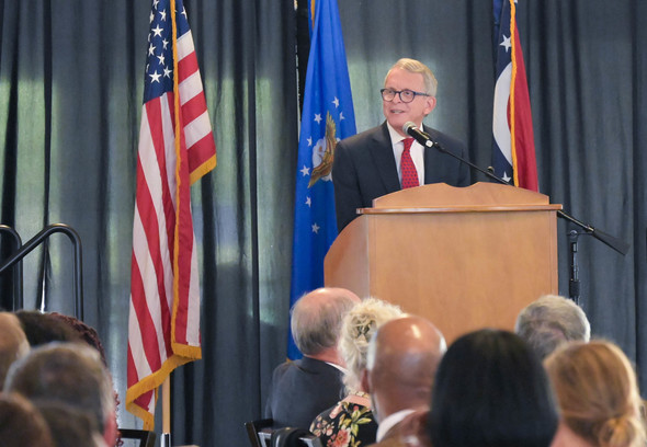 Governor DeWine speaks after receiving an award at the Dayton Walk of Fame