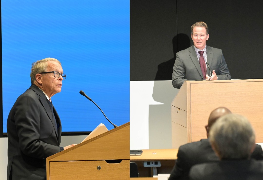 Lt. Governor, Governor DeWine speak about Cleveland's Innovation District in Cleveland at Case Western Reserve's campus.