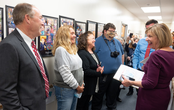 First Lady DeWine stands alongside Senator Bob Peterson before going to the book reading for the Ohio Governor's Imagination Library.