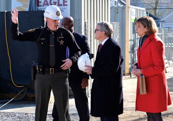 Governor DeWine and First Lady Fran DeWine toured the construction for a new addition in Gallia County.