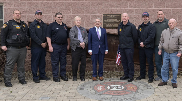 Governor DeWine stands outside of the Fort Morrow Fire Department