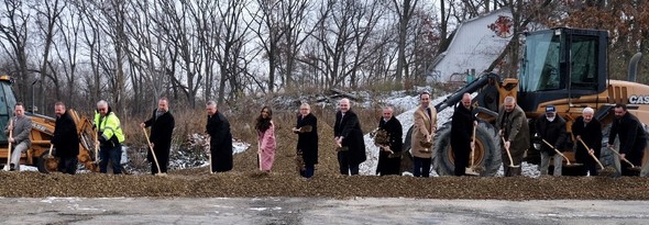 Governor DeWine and Trumbull County representatives break the ground on one of their upcoming water and sewer infrastructure projects.