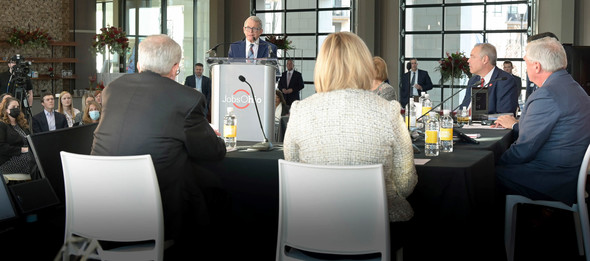 Governor DeWine speaks to the JobsOhio Board of Directors at their quarterly meeting.