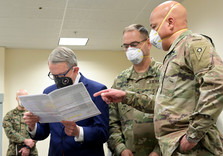 Governor DeWine visits members of the Ohio National Guard at Defense Supply Center Columbus.